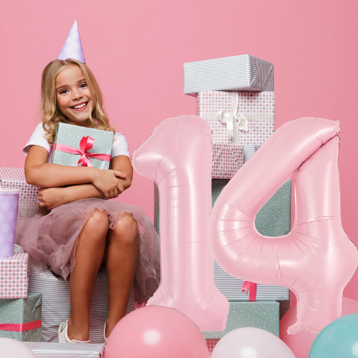 TONIFUL 40-Inch Pastel Pink Number 4 Balloon – Large Foil Party Balloon for Birthday, Wedding, and Photo Shoots