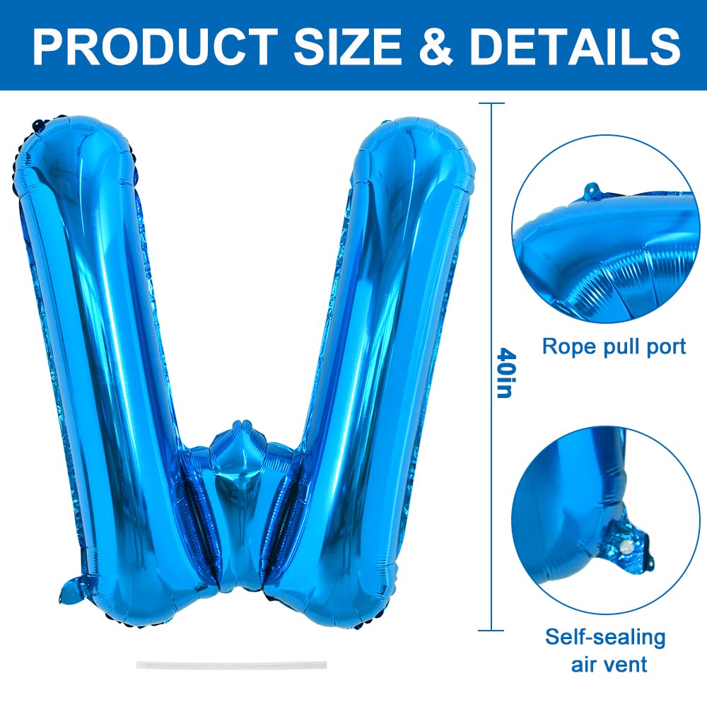 TONIFUL 40-Inch Blue Letter Balloon | Giant Alphabet Foil Mylar for Parties