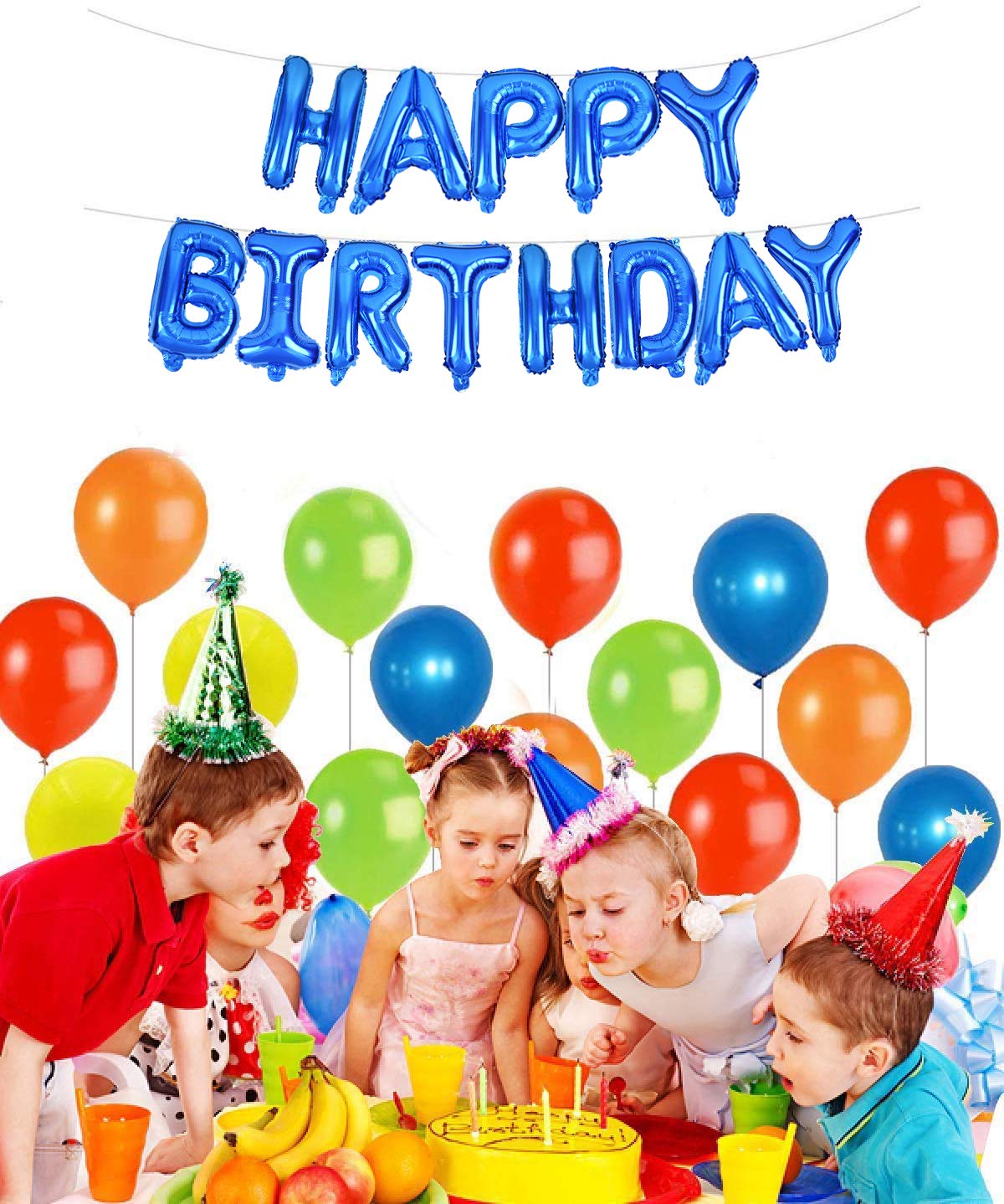 TONIFUL Blue Happy Birthday Balloons - 16-Inch Foil Letter Banner