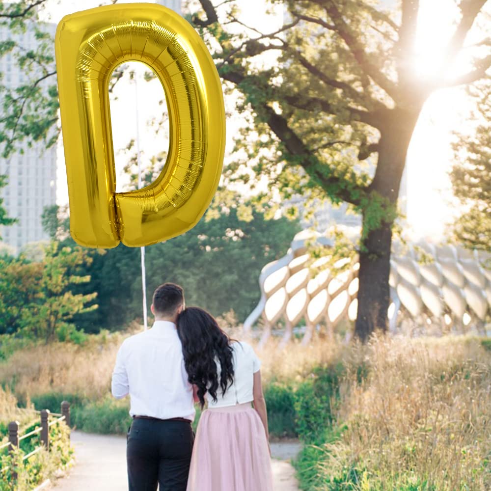 TONIFUL 40 Inch Gold Letter D Foil Balloon – Large Party Decor