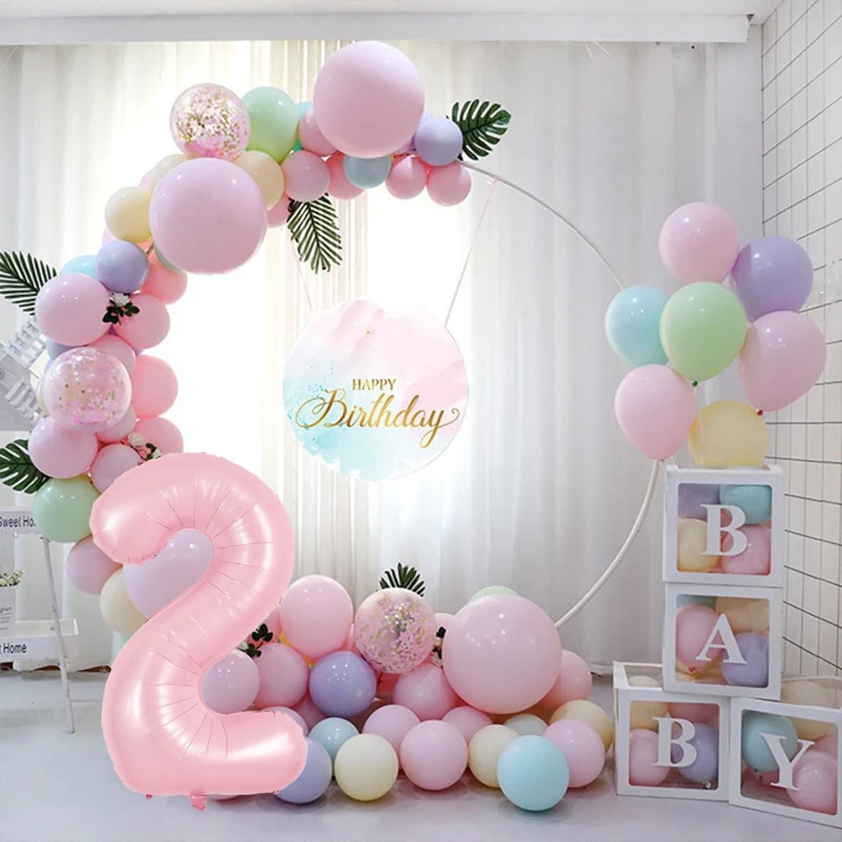 TONIFUL 40-Inch Pastel Pink Number 2 Balloon – Big Pink Digit for Parties