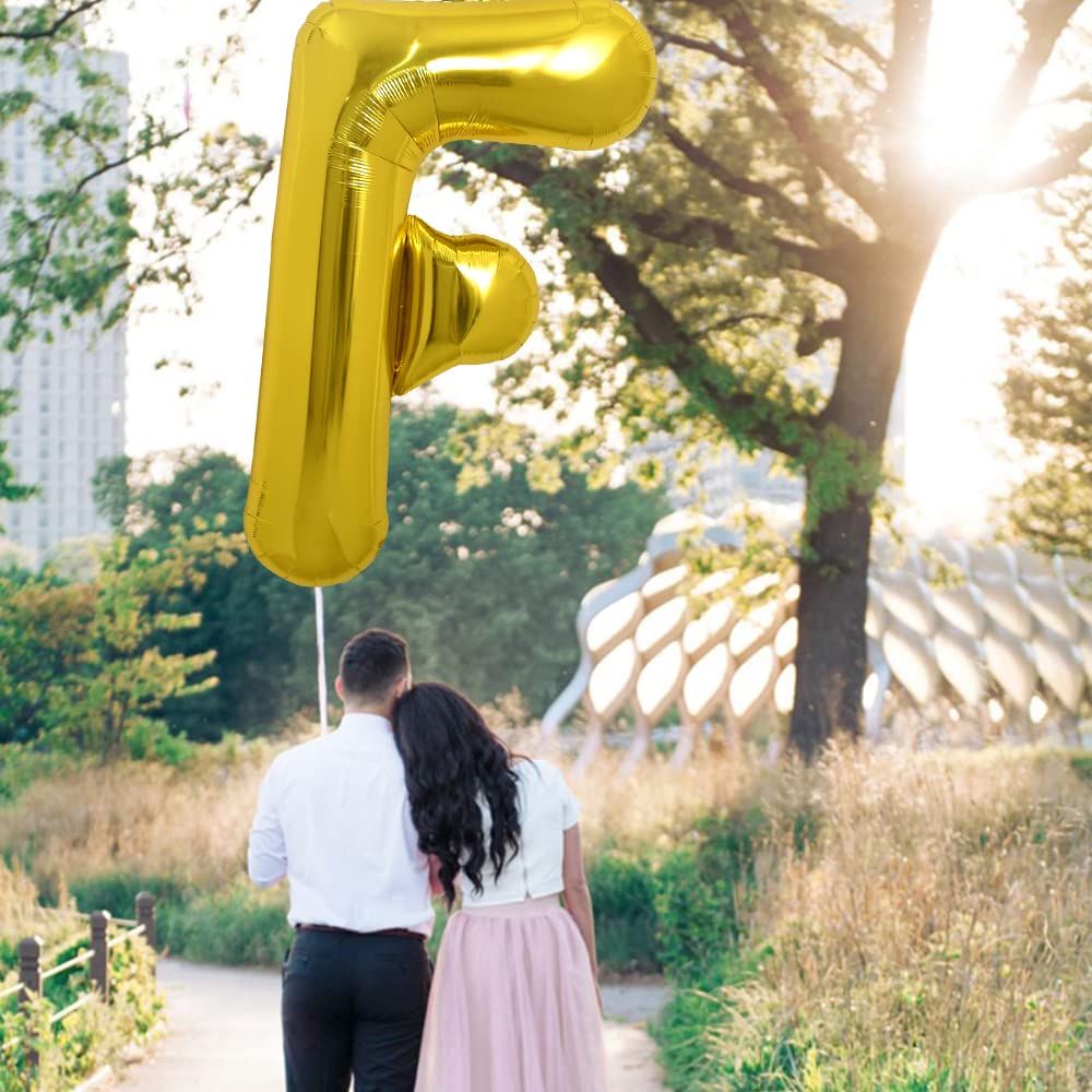 TONIFUL 40-Inch Gold Letter F Balloon | Helium & Air Fill Foil Mylar Party Decor