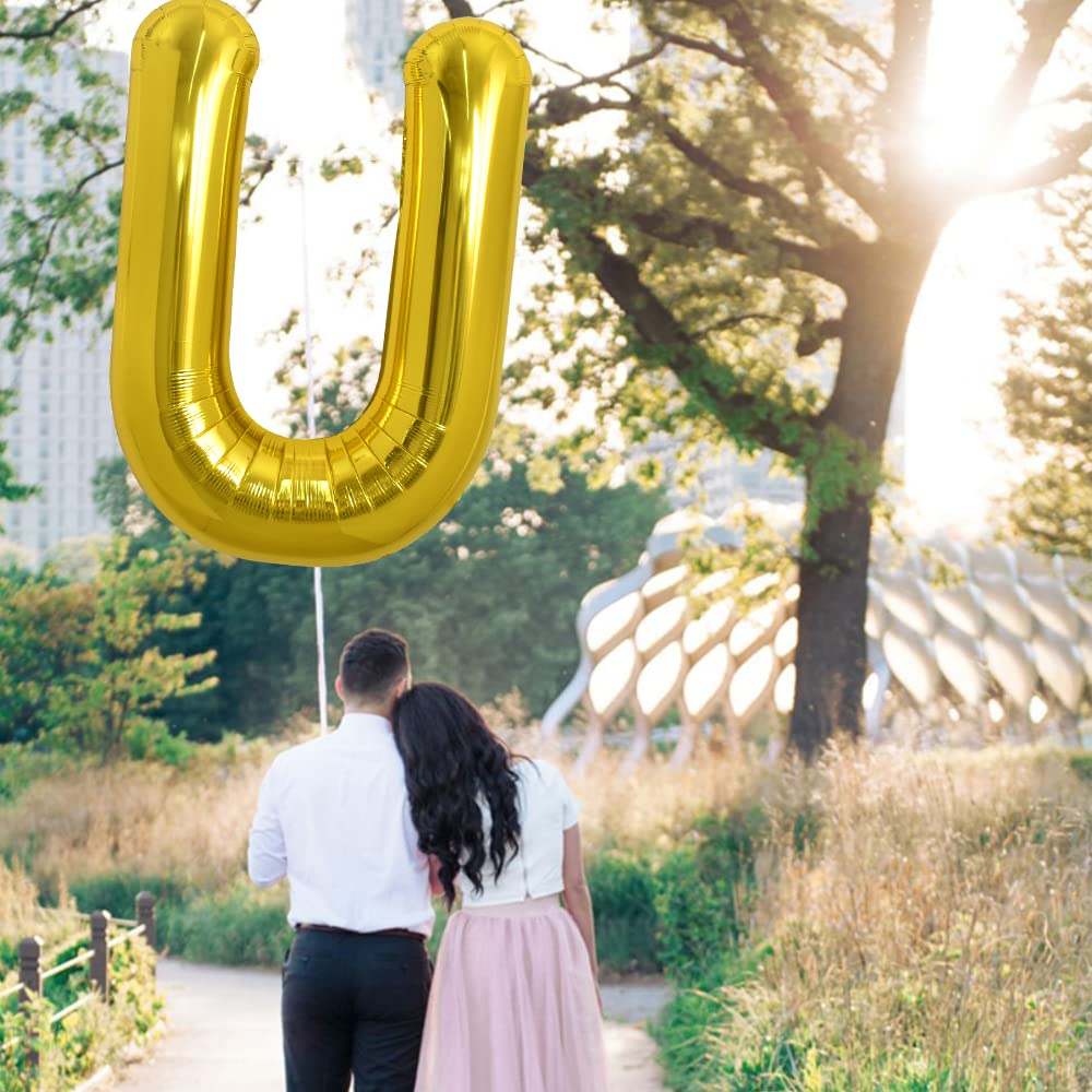 TONIFUL 40-Inch Gold Letter U Balloon – Large Foil Mylar Letter Balloon for Birthday & Party Decor