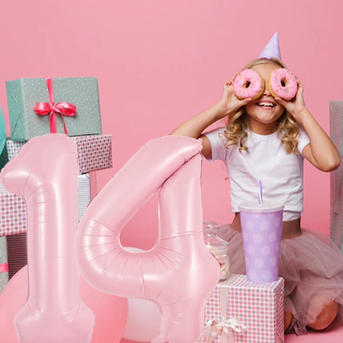 TONIFUL 40-Inch Pastel Pink Number 4 Balloon – Large Foil Party Balloon for Birthday, Wedding, and Photo Shoots