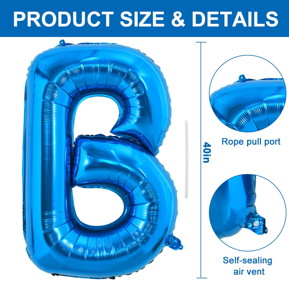 TONIFUL 40 Inch Blue Letter Balloon – Giant Alphabet Foil Balloons for Parties