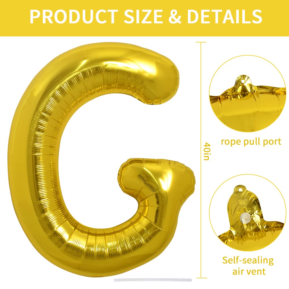 TONIFUL 40-Inch Gold Letter G Balloon – Large Foil Mylar Party Decor