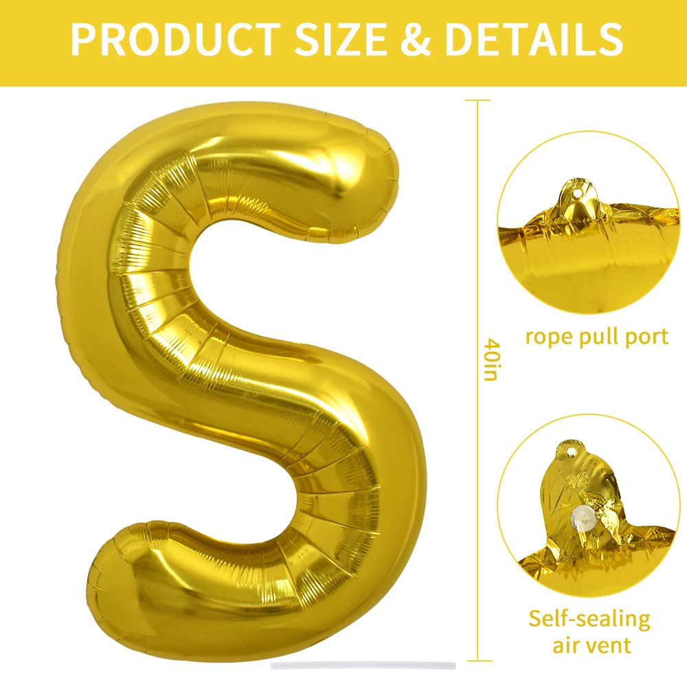 TONIFUL 40 Inch Gold Letter S Balloon – Large Foil Balloon for Parties, Helium or Air Fill