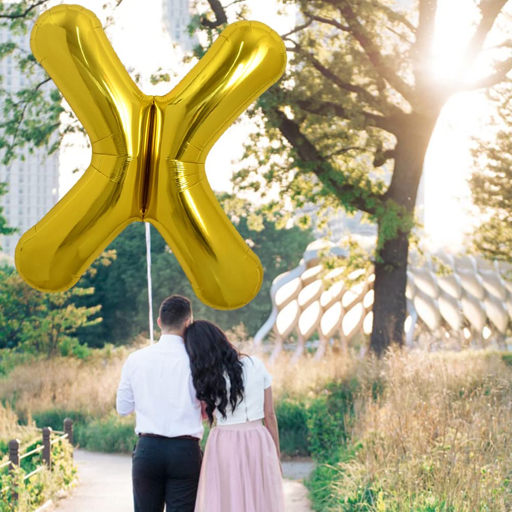 TONIFUL 40 Inch Gold Letter X Balloon – Large Foil Mylar Helium or Air-Filled Party Decor