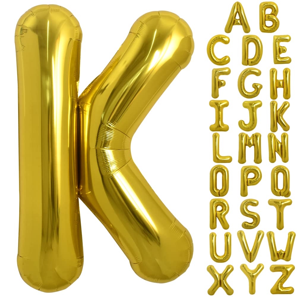 TONIFUL 40 Inch Gold Letter K Balloon – Large Foil Mylar Party Decor