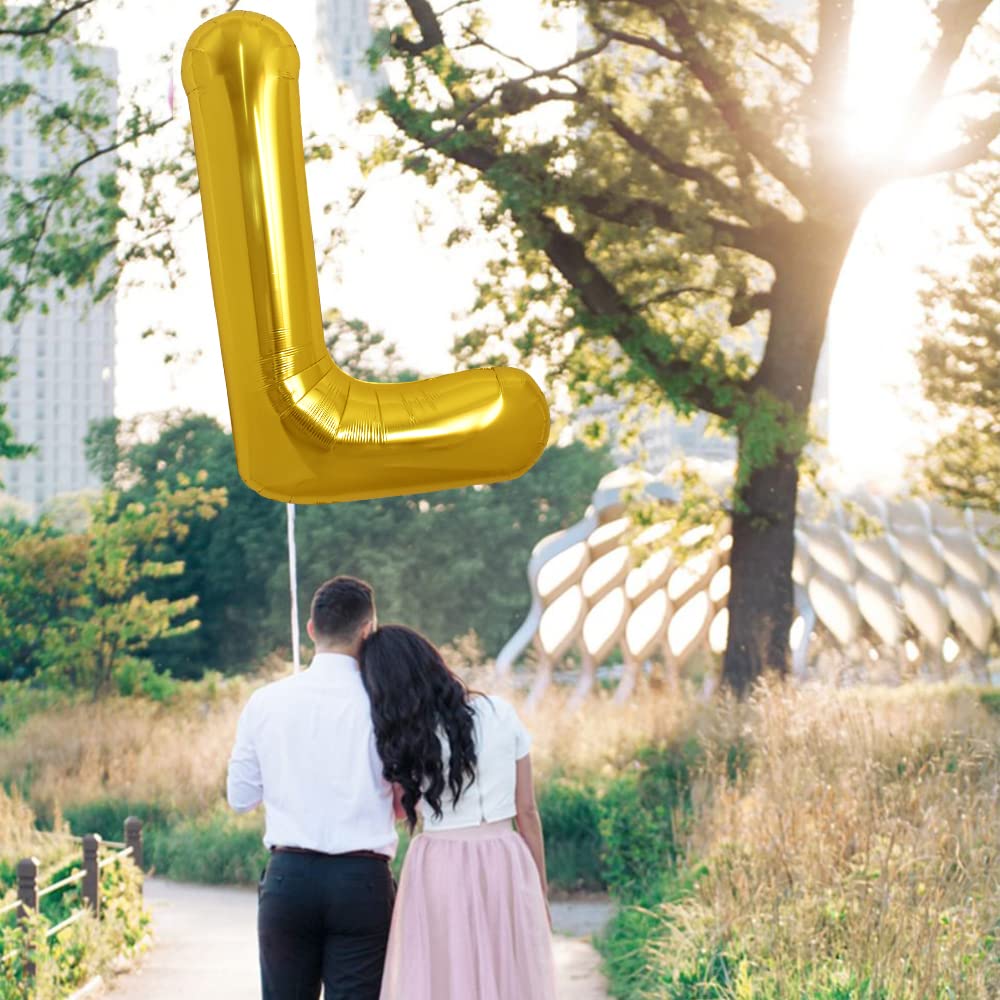 TONIFUL 40 Inch Gold Letter L Balloon – Large Foil Helium Balloon for Birthday & Party Decor