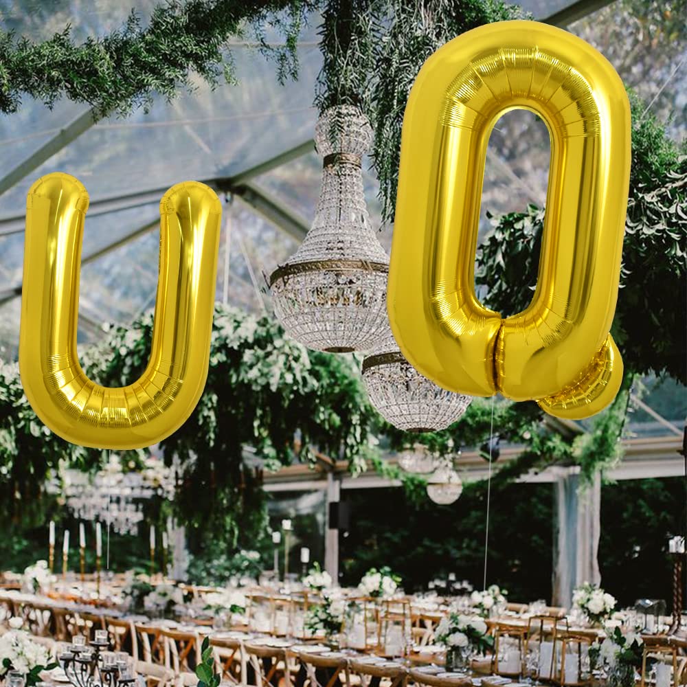 TONIFUL 40-Inch Gold Letter U Balloon – Large Foil Mylar Letter Balloon for Birthday & Party Decor