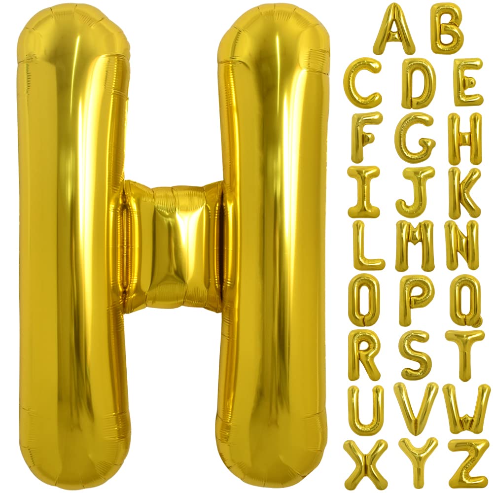 TONIFUL 40-Inch Gold Letter H Foil Balloon – Large Mylar Balloon for Parties