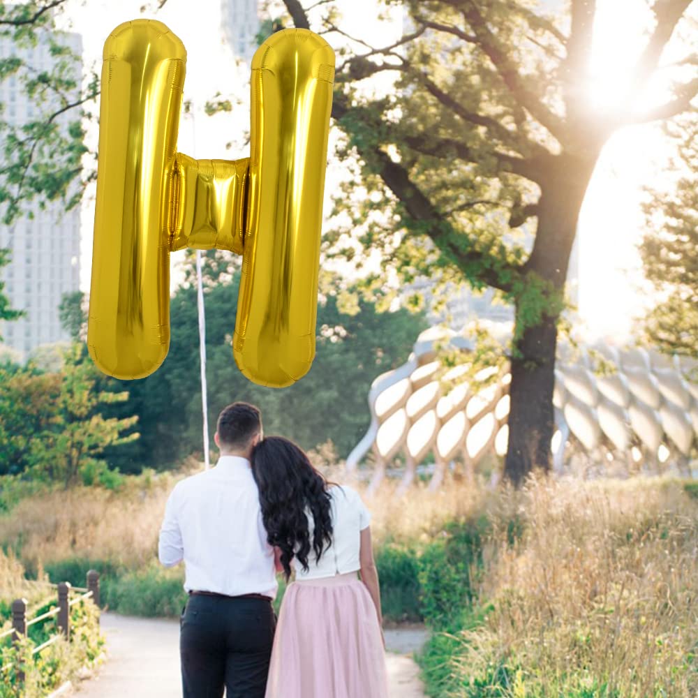TONIFUL 40-Inch Gold Letter H Foil Balloon – Large Mylar Balloon for Parties