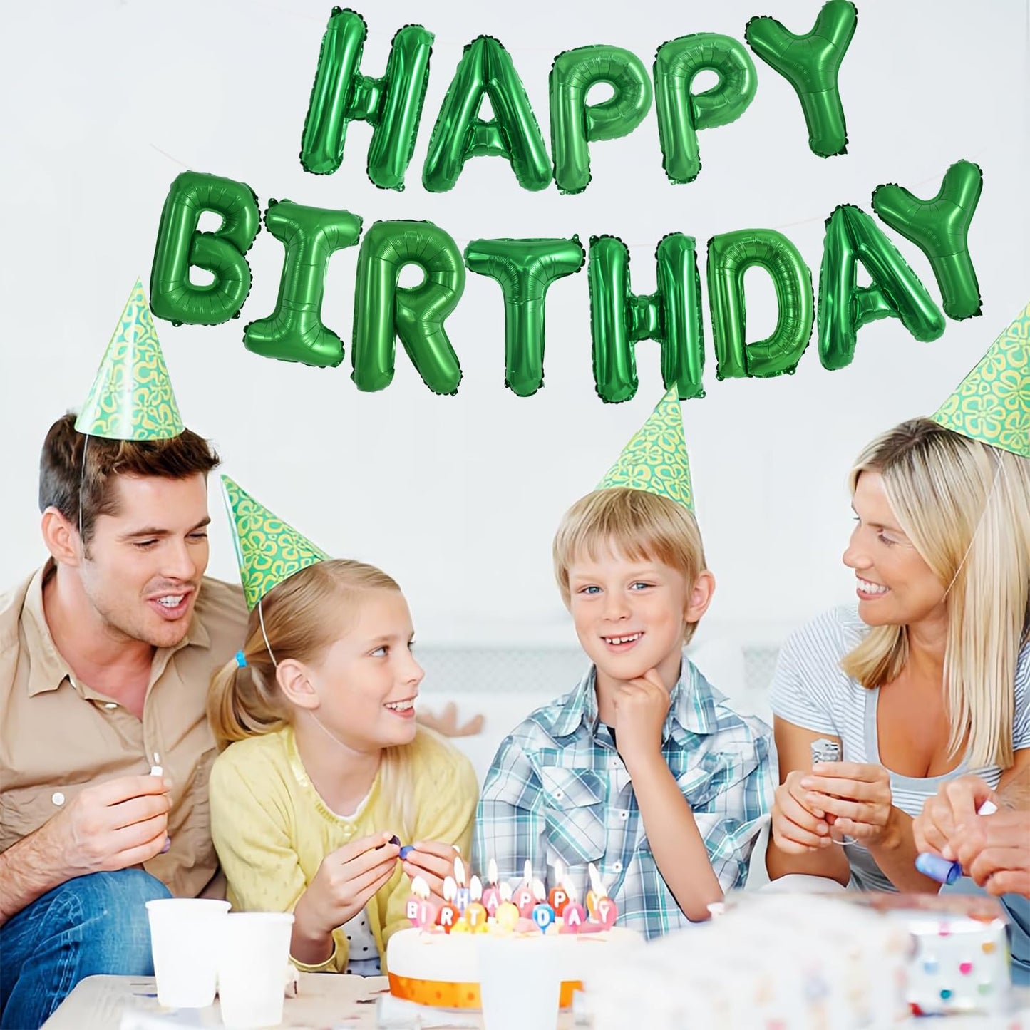 TONIFUL Green Happy Birthday Balloons Banner – 16-Inch Mylar Foil Letters, Reusable Birthday Sign for Kids & Adults, Graduation Party Supplies