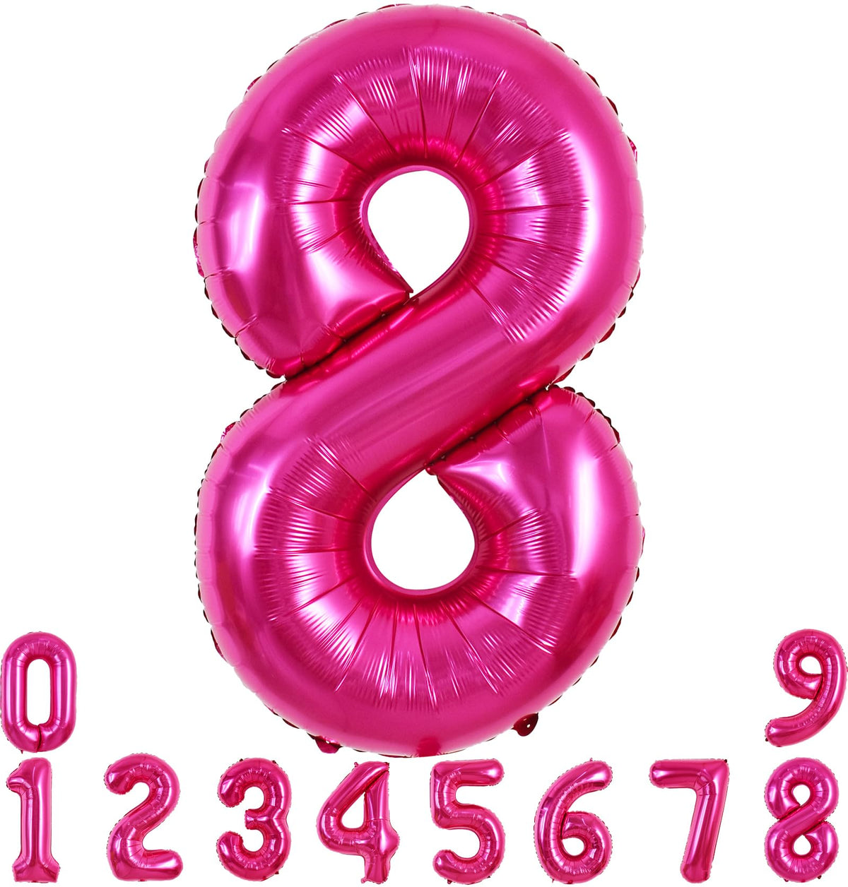 TONIFUL 40 Inch Hot Pink Large Number Balloon 0-9 – Foil Mylar Big Digit Balloon for Birthday Parties, Weddings, and Celebrations