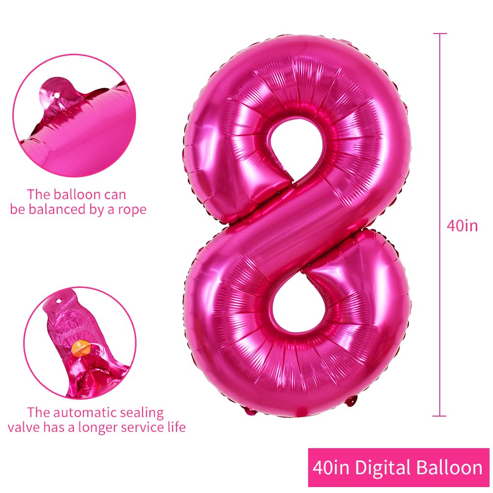 TONIFUL 40 Inch Hot Pink Large Number Balloon 0-9 – Foil Mylar Big Digit Balloon for Birthday Parties, Weddings, and Celebrations