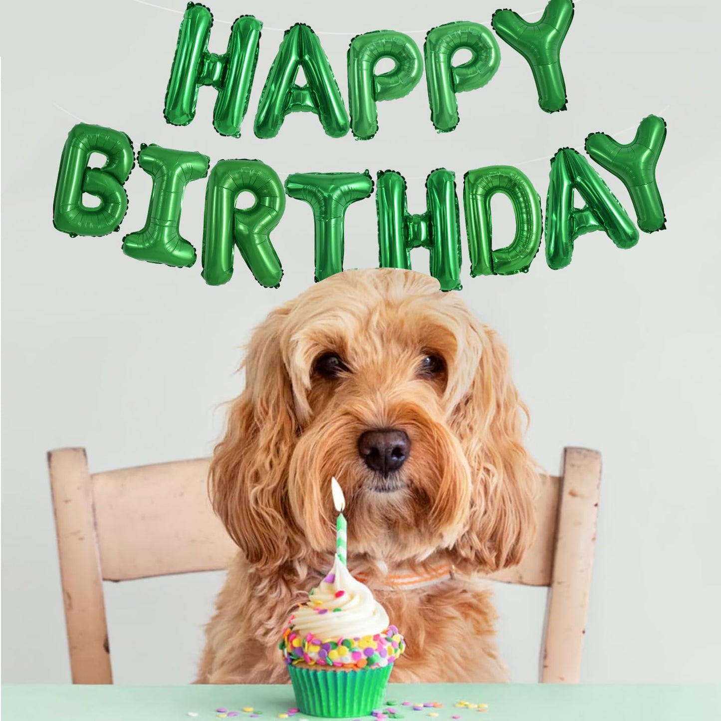 TONIFUL Green Happy Birthday Balloons Banner – 16-Inch Mylar Foil Letters, Reusable Birthday Sign for Kids & Adults, Graduation Party Supplies