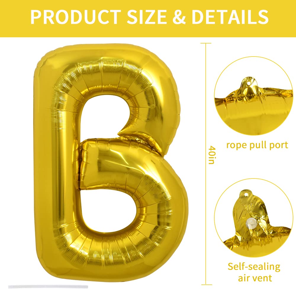 TONIFUL 40 Inch Gold Letter B Balloon – Helium or Air Fill Foil Mylar Party Decor