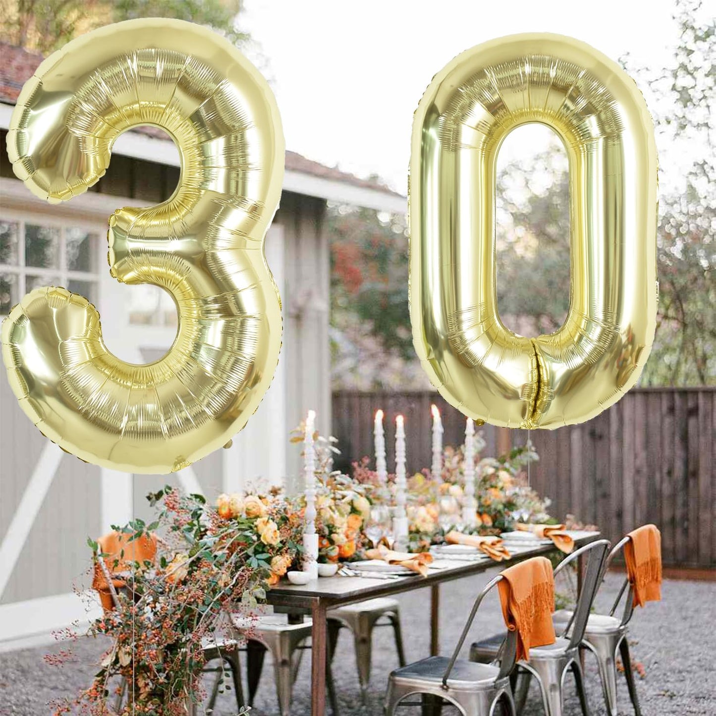 TONIFUL 40-Inch Light Gold Number Balloon 0 – Foil Mylar Big Digit for Parties