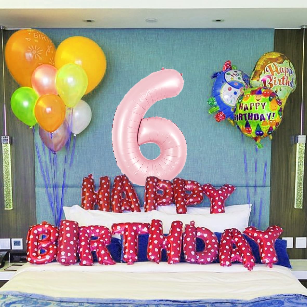 TONIFUL 40 Inch Pastel Pink Number 6 Balloon – Large Foil Digit Balloon for Birthdays and Weddings