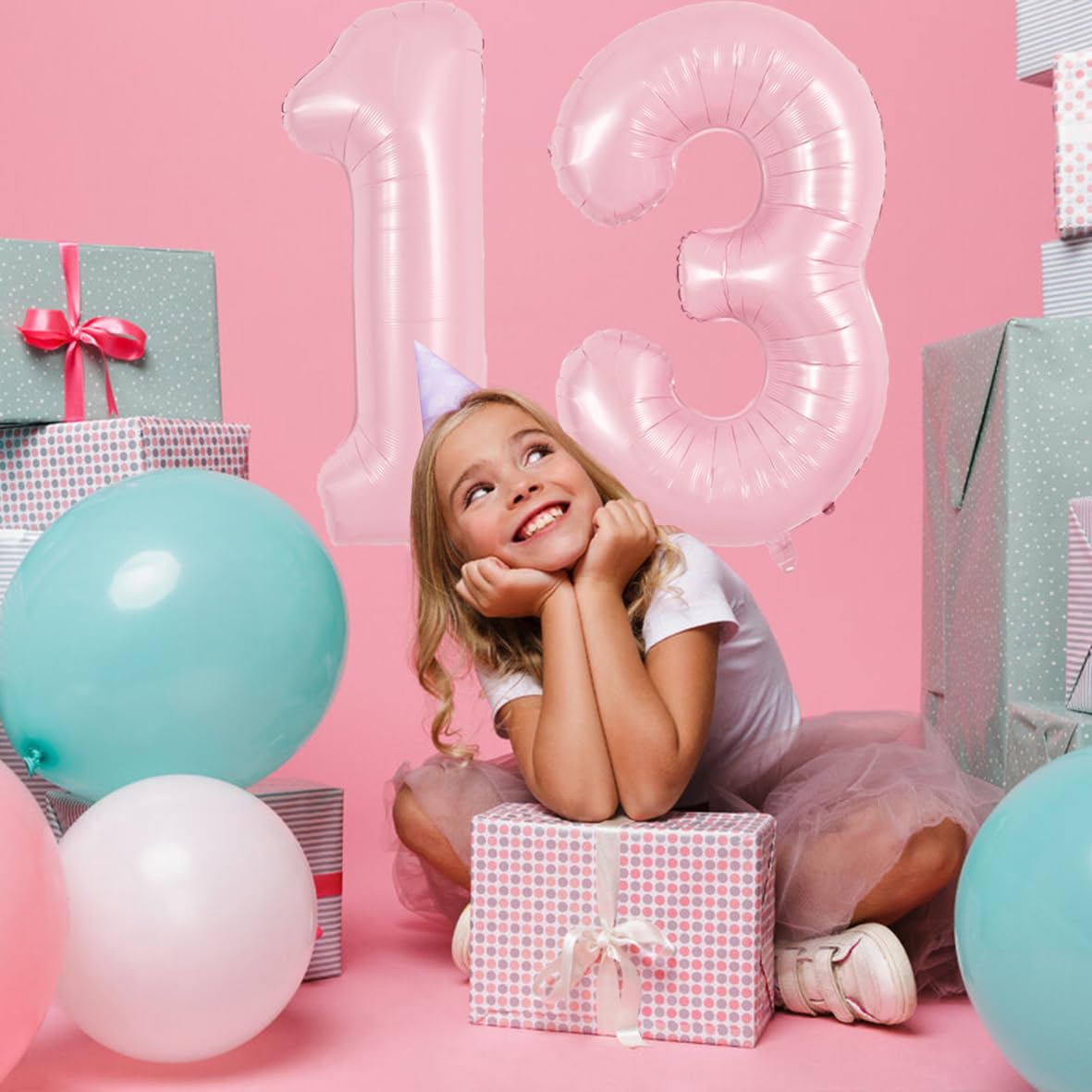 TONIFUL 40-Inch Pastel Pink Number 3 Balloon – Large Foil Party Balloon