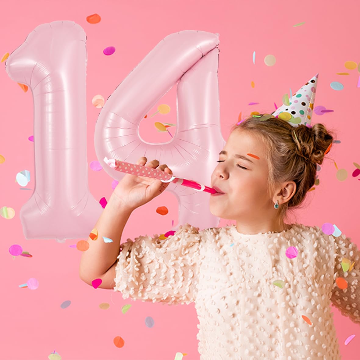TONIFUL 40-Inch Pastel Pink Number 4 Balloon – Large Foil Party Balloon for Birthday, Wedding, and Photo Shoots