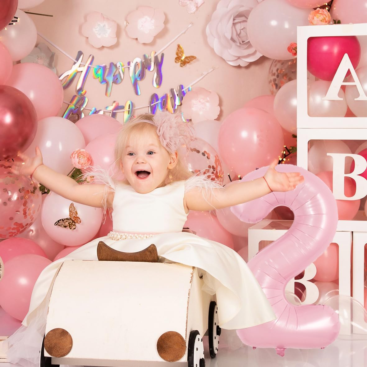 TONIFUL 40-Inch Pastel Pink Number 2 Balloon – Big Pink Digit for Parties