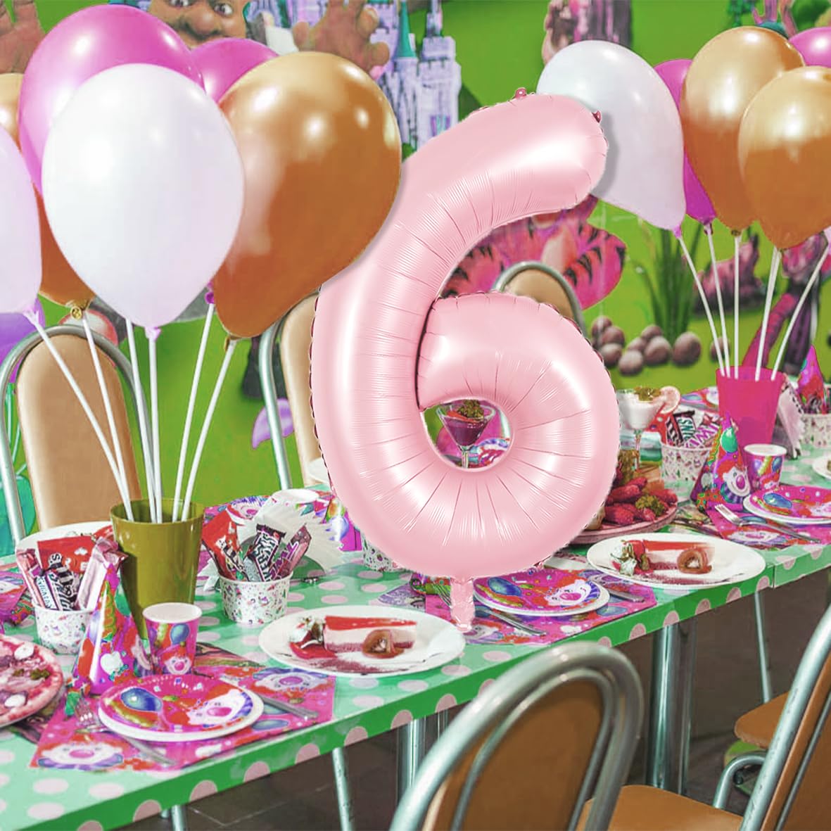 TONIFUL 40 Inch Pastel Pink Number 6 Balloon – Large Foil Digit Balloon for Birthdays and Weddings