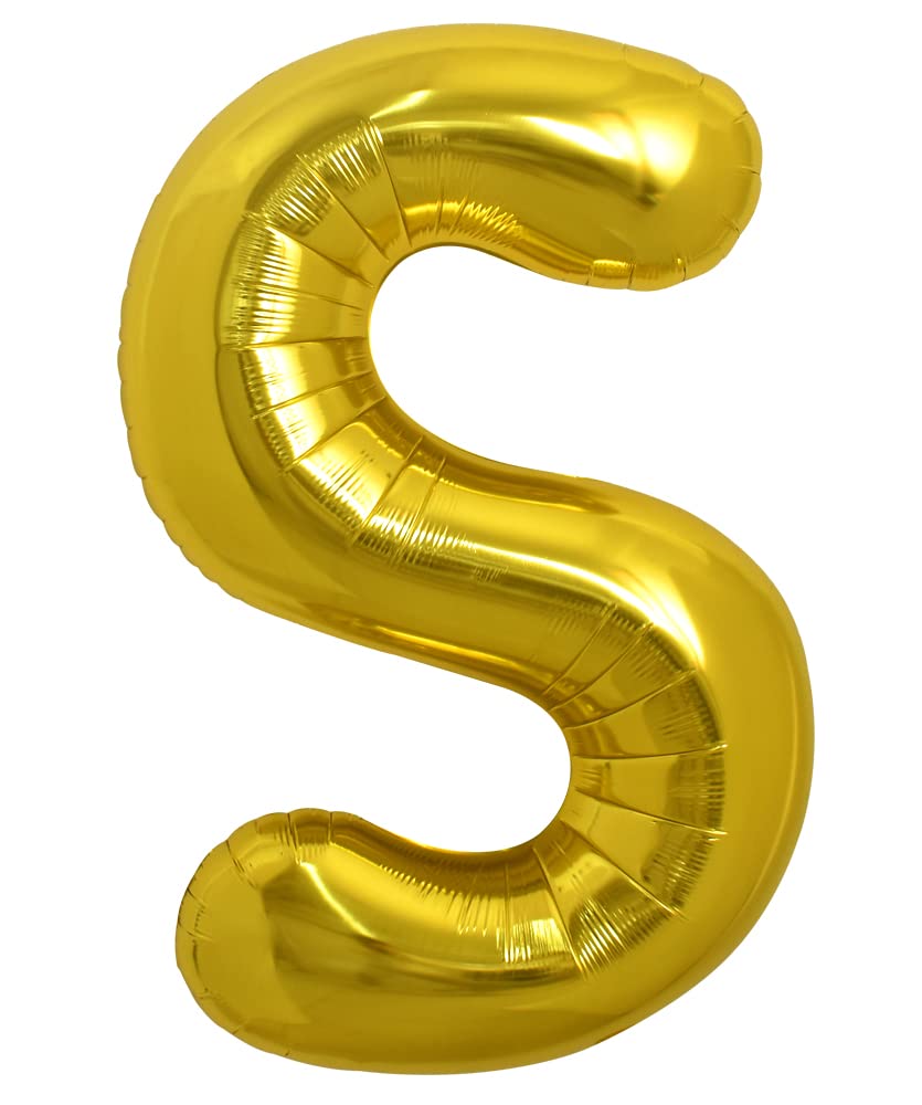 TONIFUL 40 Inch Gold Letter S Balloon – Large Foil Balloon for Parties, Helium or Air Fill