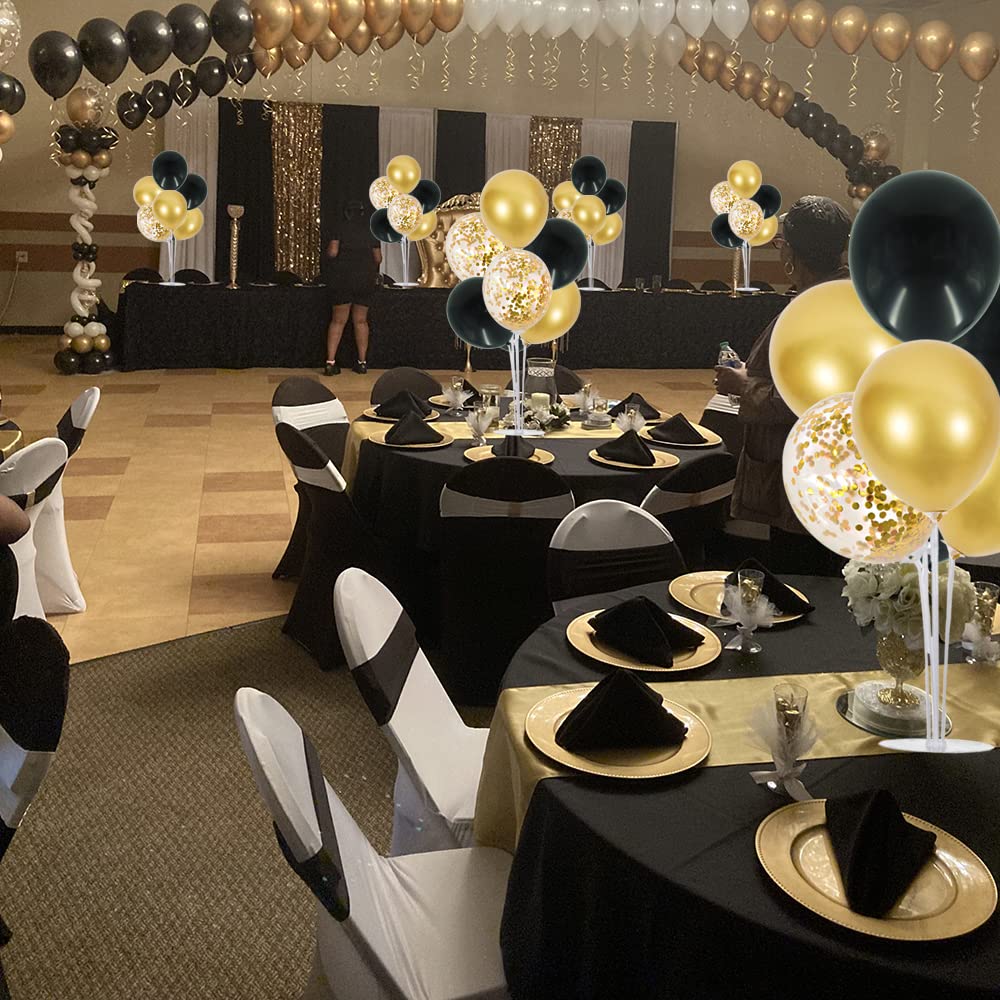 TONIFUL 6-Set Balloon Centerpiece Stand Kit | Black & Gold Party & Graduation Decor