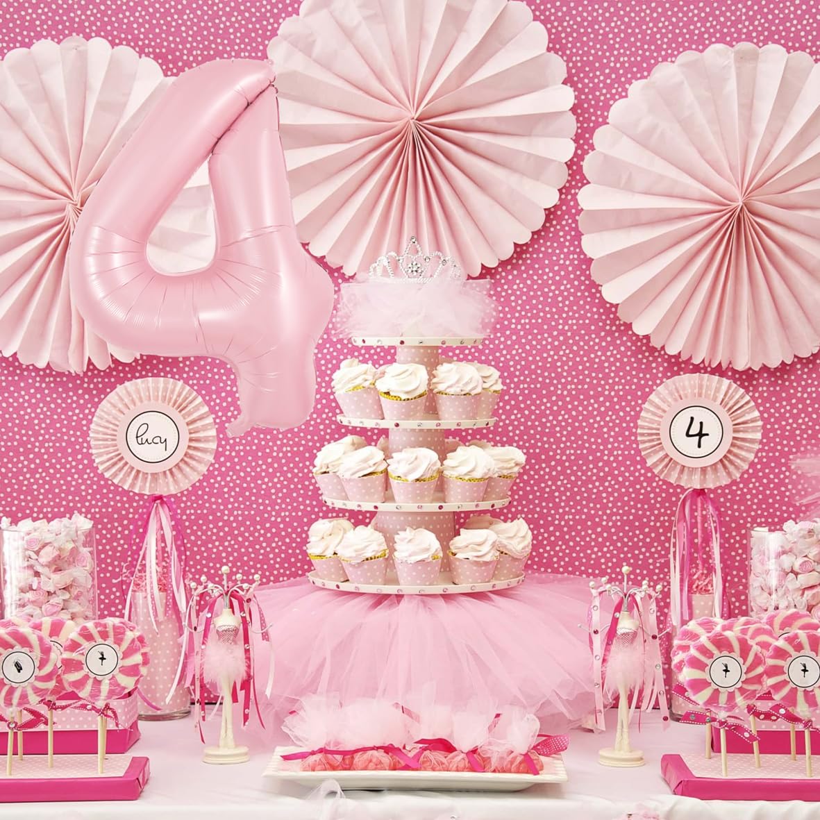 TONIFUL 40-Inch Pastel Pink Number 4 Balloon – Large Foil Party Balloon for Birthday, Wedding, and Photo Shoots