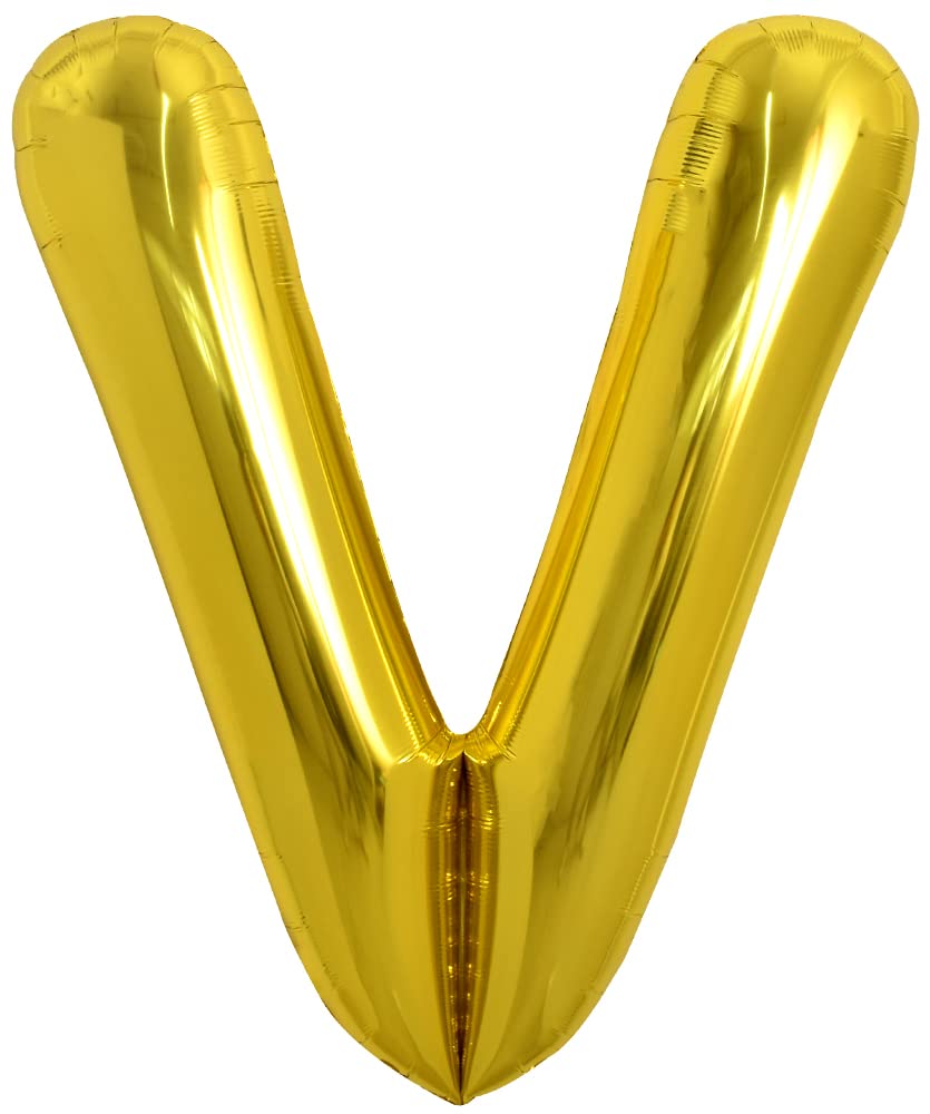 TONIFUL 40 Inch Gold Letter V Balloon – Foil Mylar Party Decoration