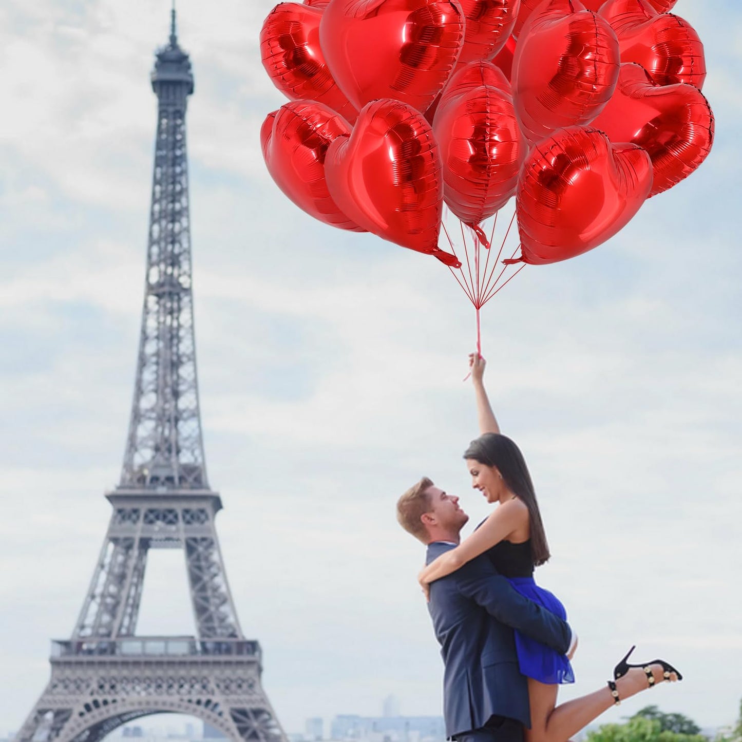 TONIFUL 30Pcs 18in Red Heart Balloons - Valentine's Day Foil Heart Decor for Romantic Weddings & Parties
