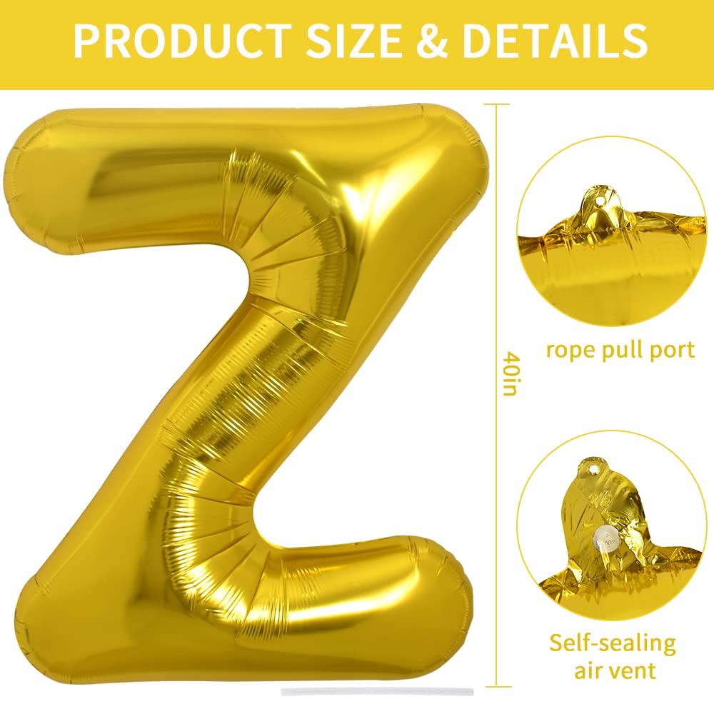 TONIFUL 40-Inch Gold Letter Z Balloon – Helium or Air Fill Foil Birthday Party Decor