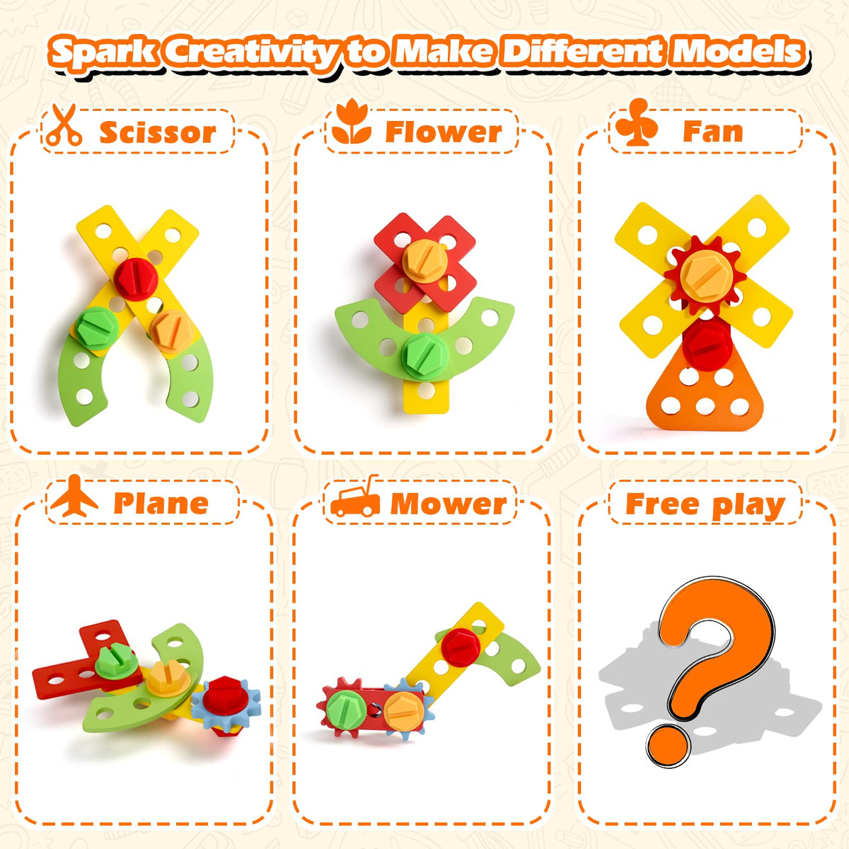 TONZE Kids Tool Set with Tool Belt - 20-Pcs Wooden Montessori STEM Toy for 2-4 Year Olds