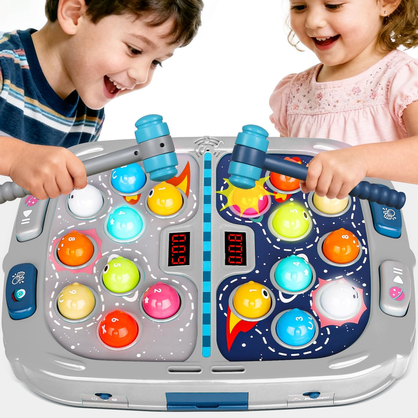 TooLion 2-Player Whack Game Mole – 3 Modes, Sound & Light, Safe Toy for Kids 3–12