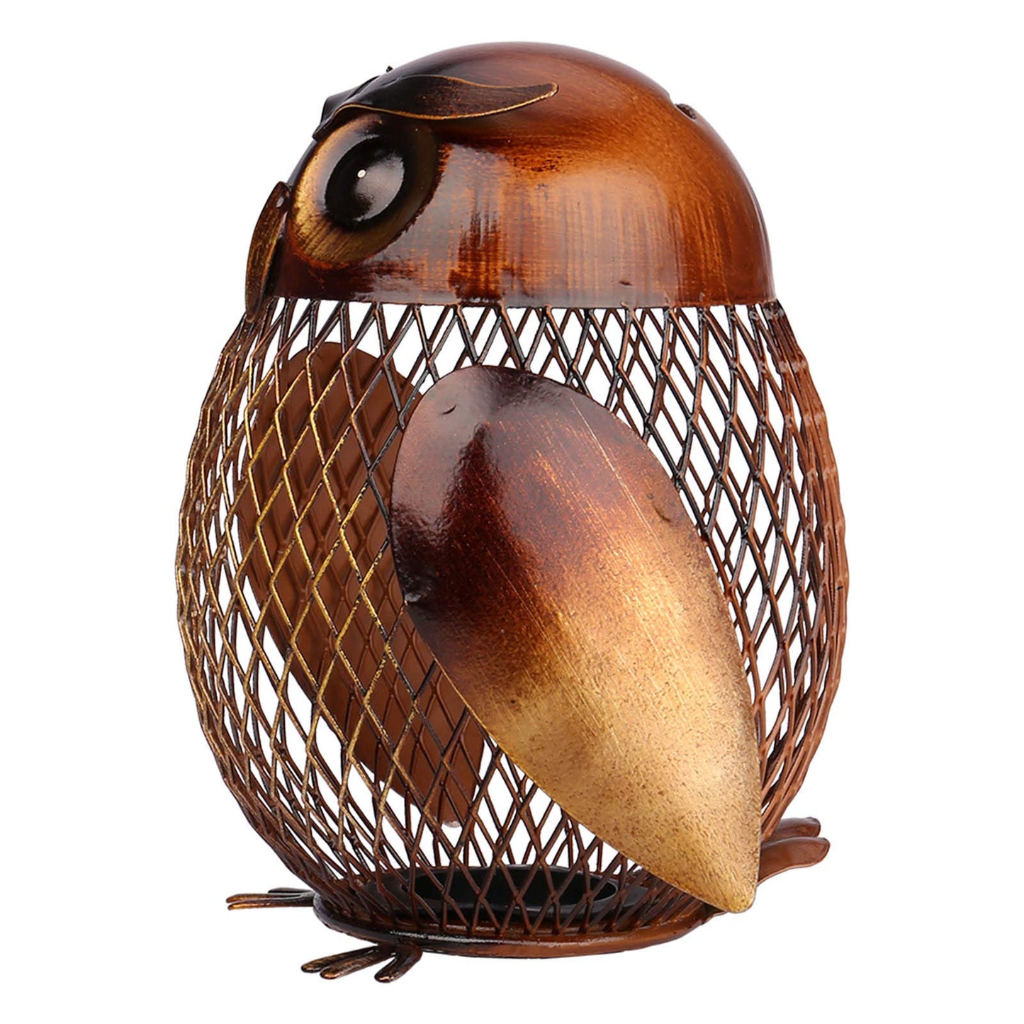 Tooarts Owl Shaped Metal Coin Bank Box – Handwork Crafting Art