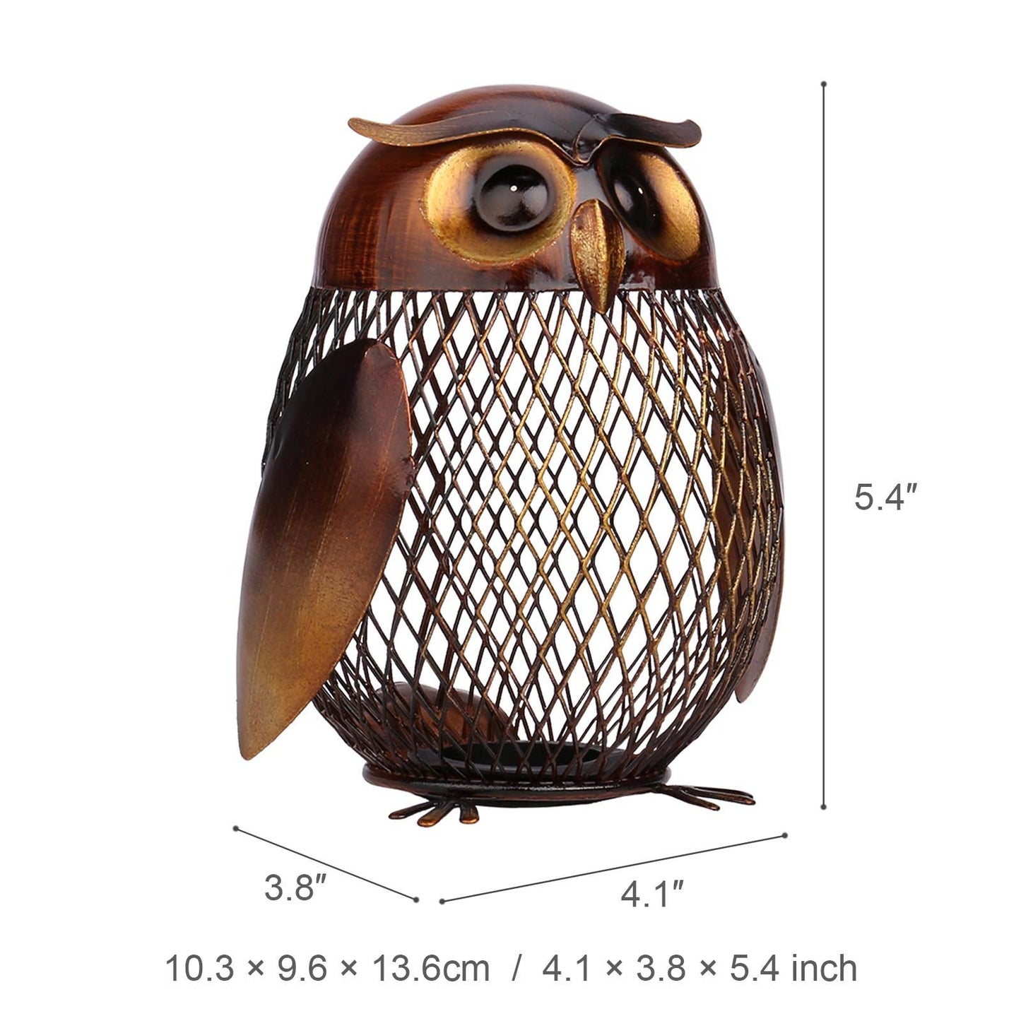Tooarts Owl Shaped Metal Coin Bank Box – Handwork Crafting Art