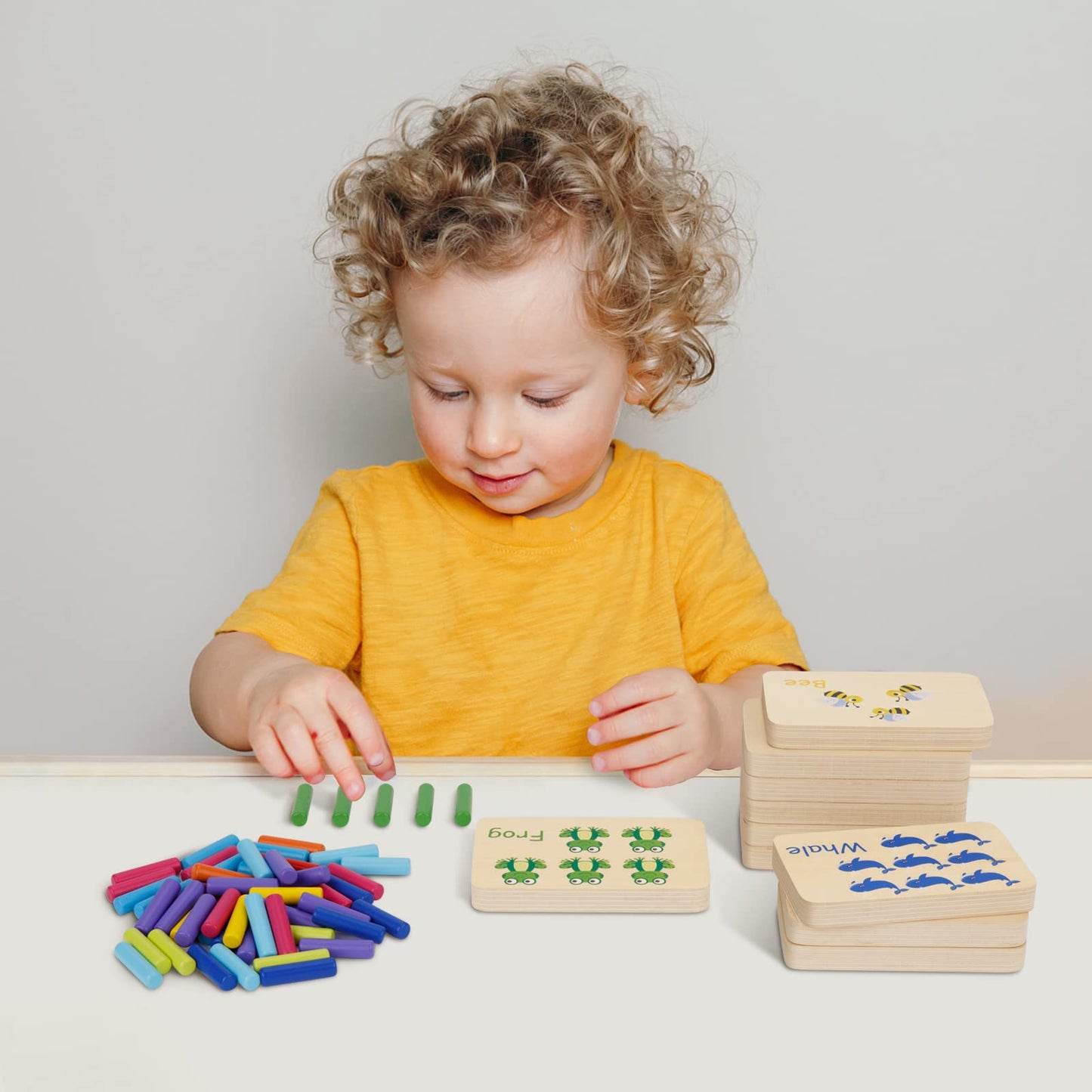 TOOKYLAND Peg Board Toddler Toys — Montessori Counting Wooden Math Manipulatives