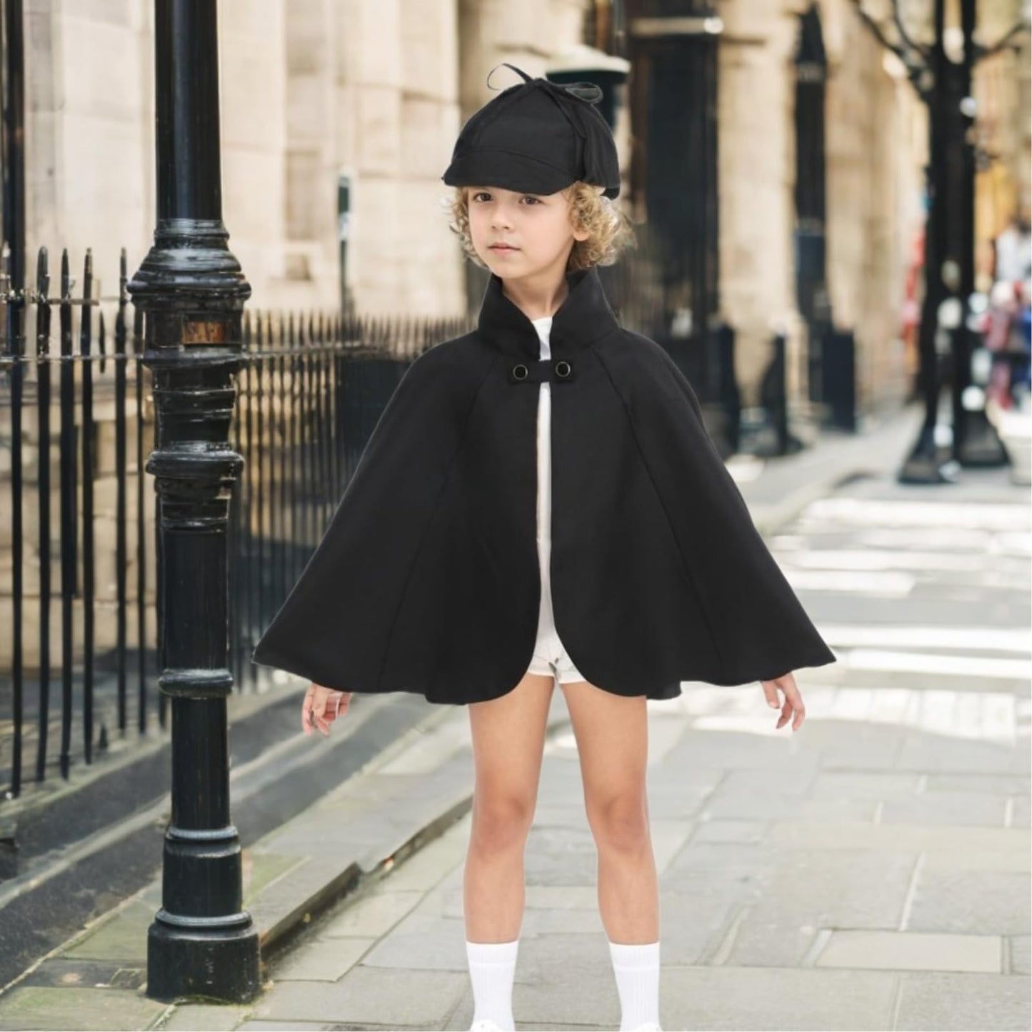 TOONRAIN Kid Detective Costume Accessories Set – 6 Pcs Spy Sherlock Holmes Hat & Dress-Up Kit (40cm, Black)