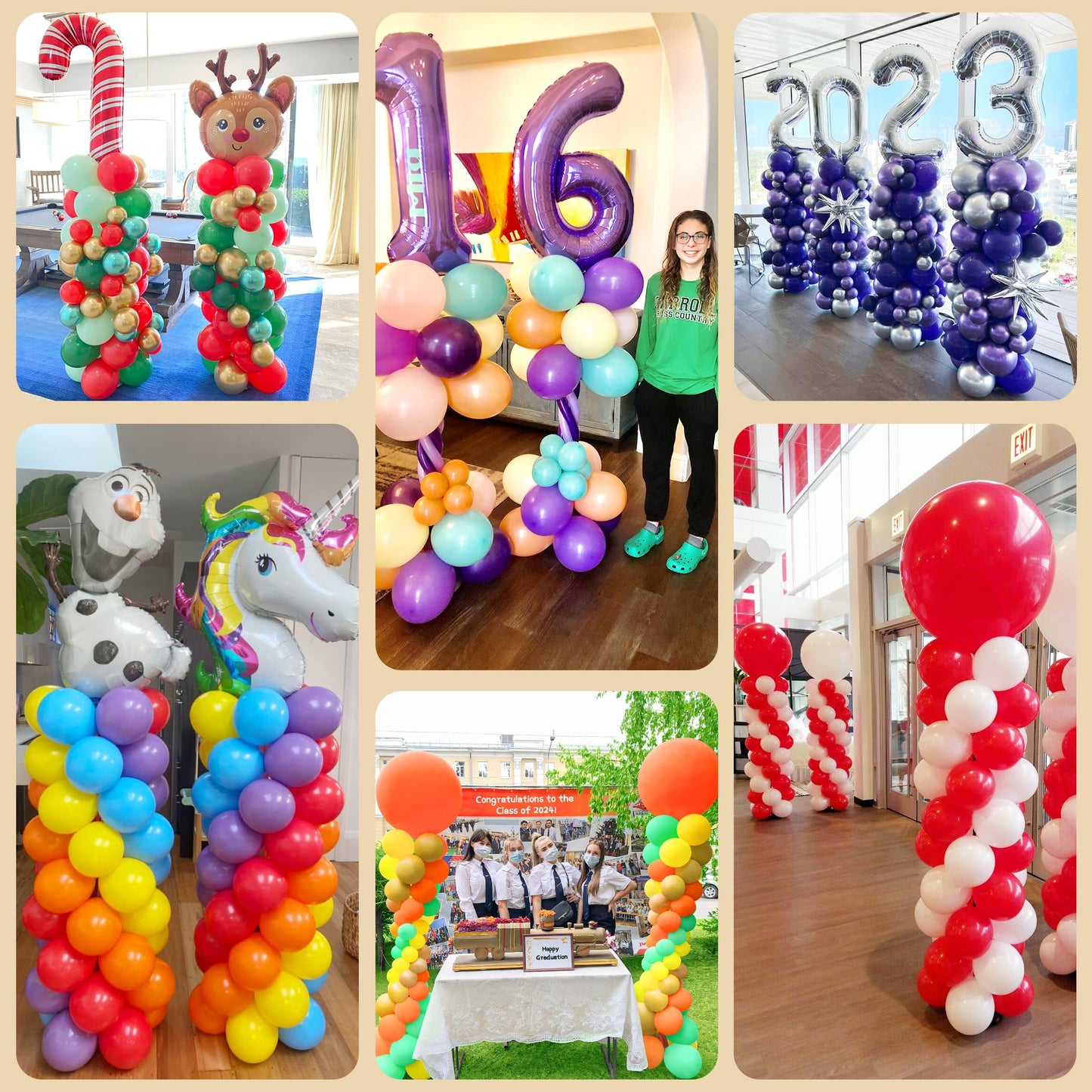 Toosci 4 Sets Balloon Column Stand Kit — 7 ft Adjustable Stainless Steel Balloon Tower for Parties