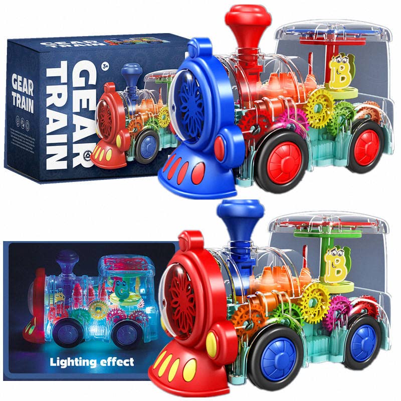 Tooty Toy Transparent Sensory Train Toy — LED Light, Music & Colorful Gears for Toddlers