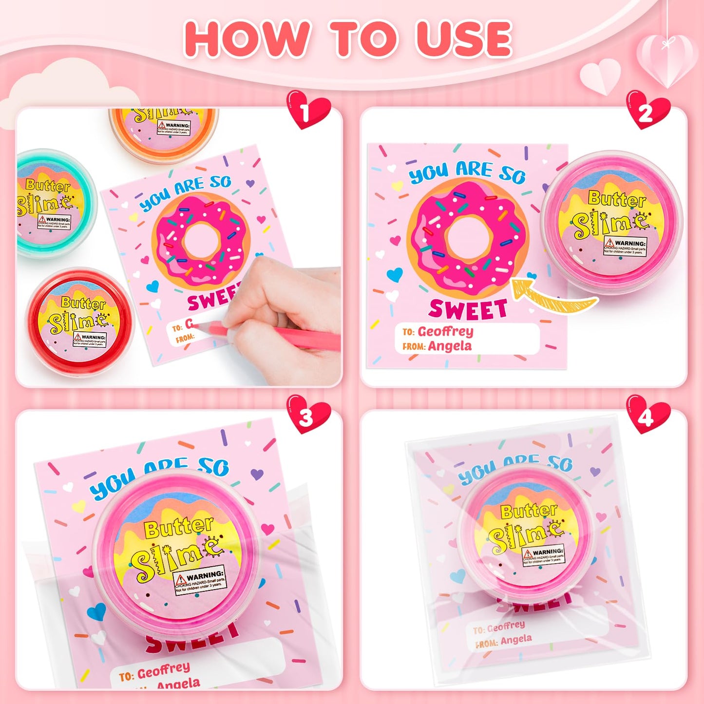 TooyBing Valentines Day Gifts for Kids – 30 Pack Butter Slime & Card Set