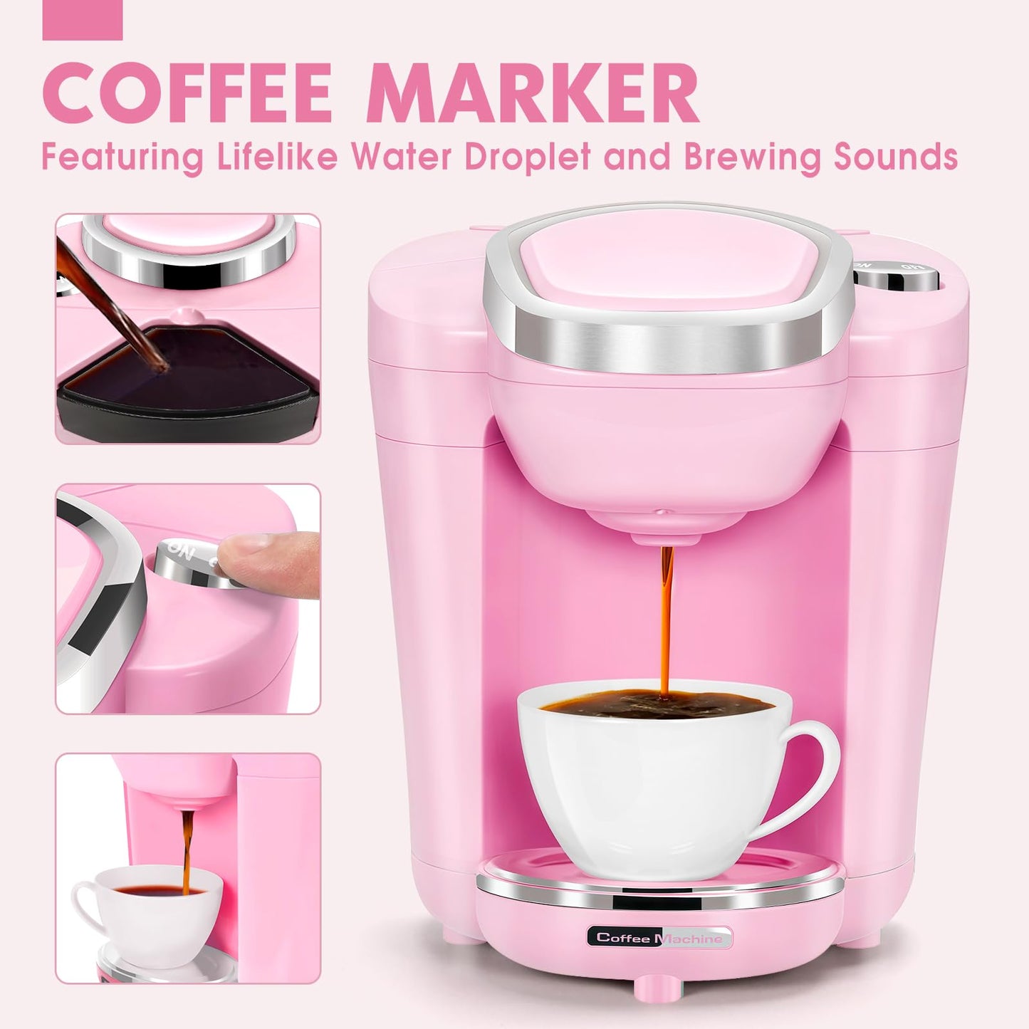 TooyBing Pink Play Kitchen Appliances Toy Set with Sound & Light