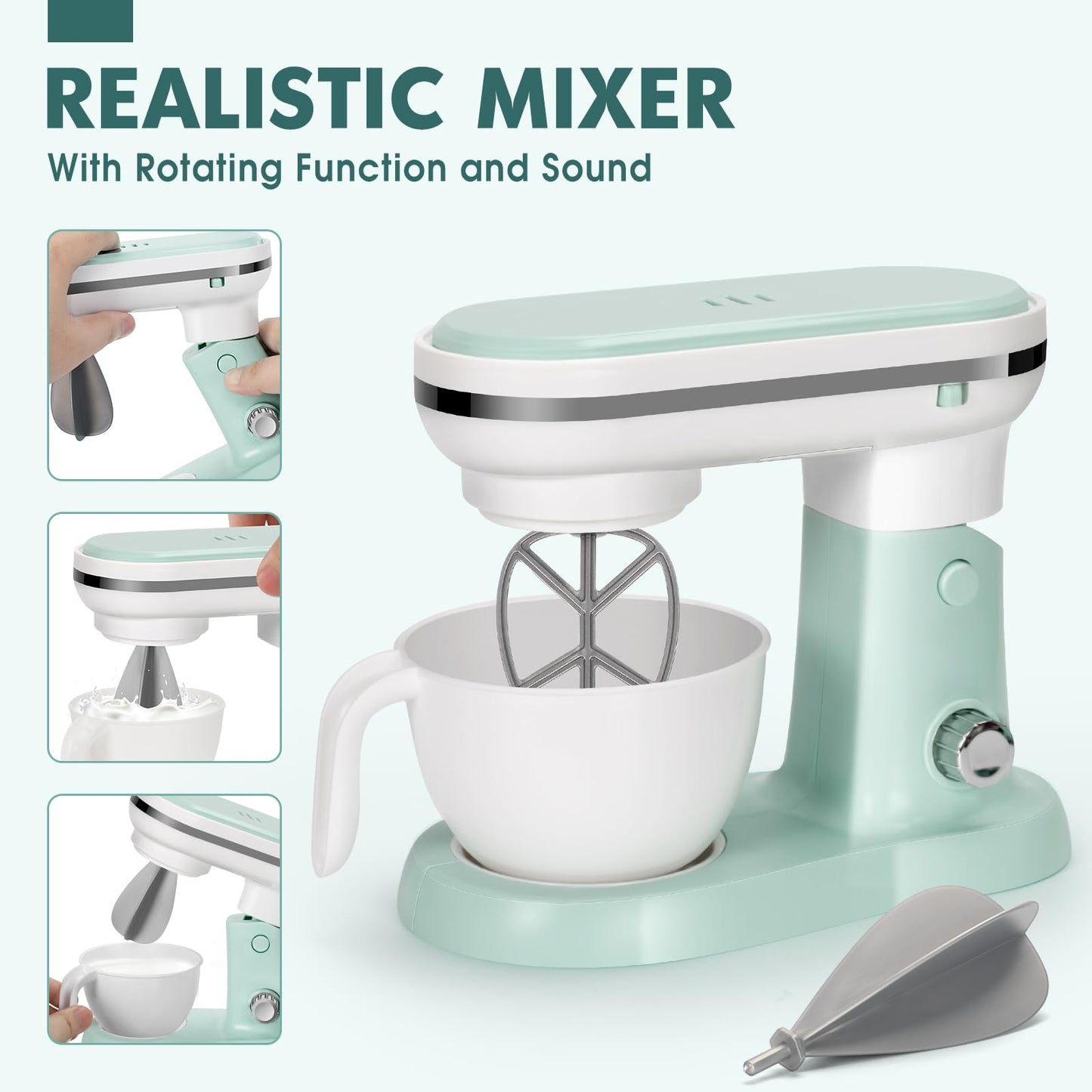 TooyBing Play Kitchen Appliances Toy Set with Sound & Light – Coffee Maker, Mixer, Juicer, Toaster