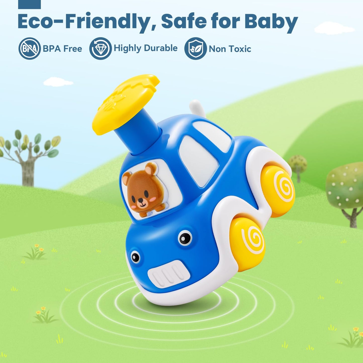 TooyBing Press and Go Car Toys for Toddlers 1-3 — 4-Pack Animal Push Cars