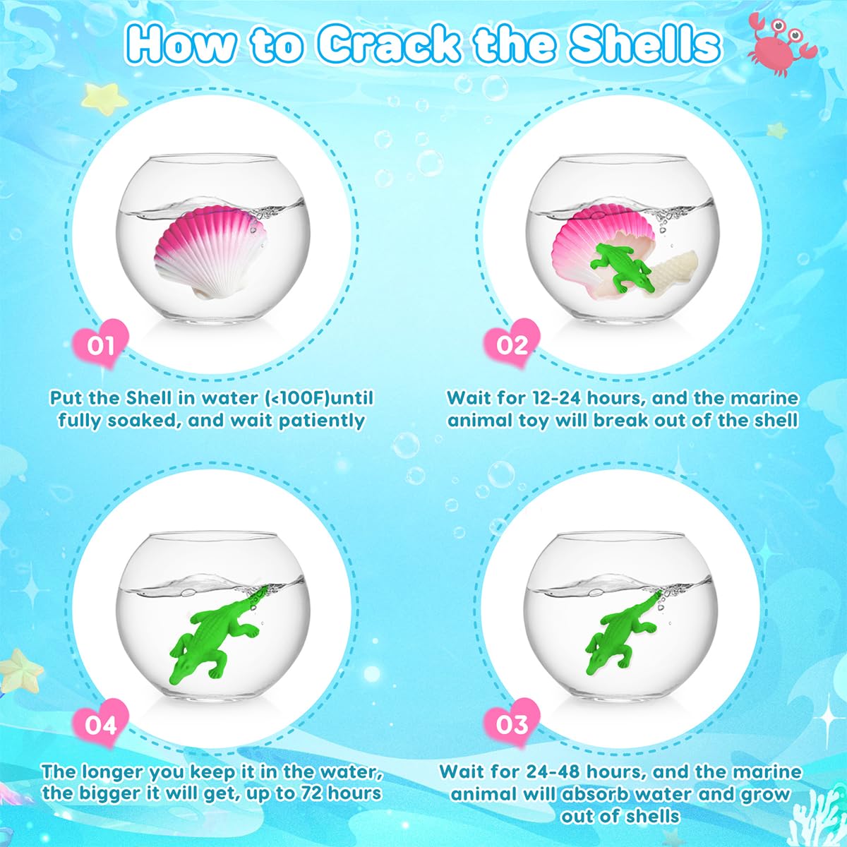 TooyBing Valentines Day Cards for Kids – 30-Pack Seashell Gifts with Marine Life Blind Boxes