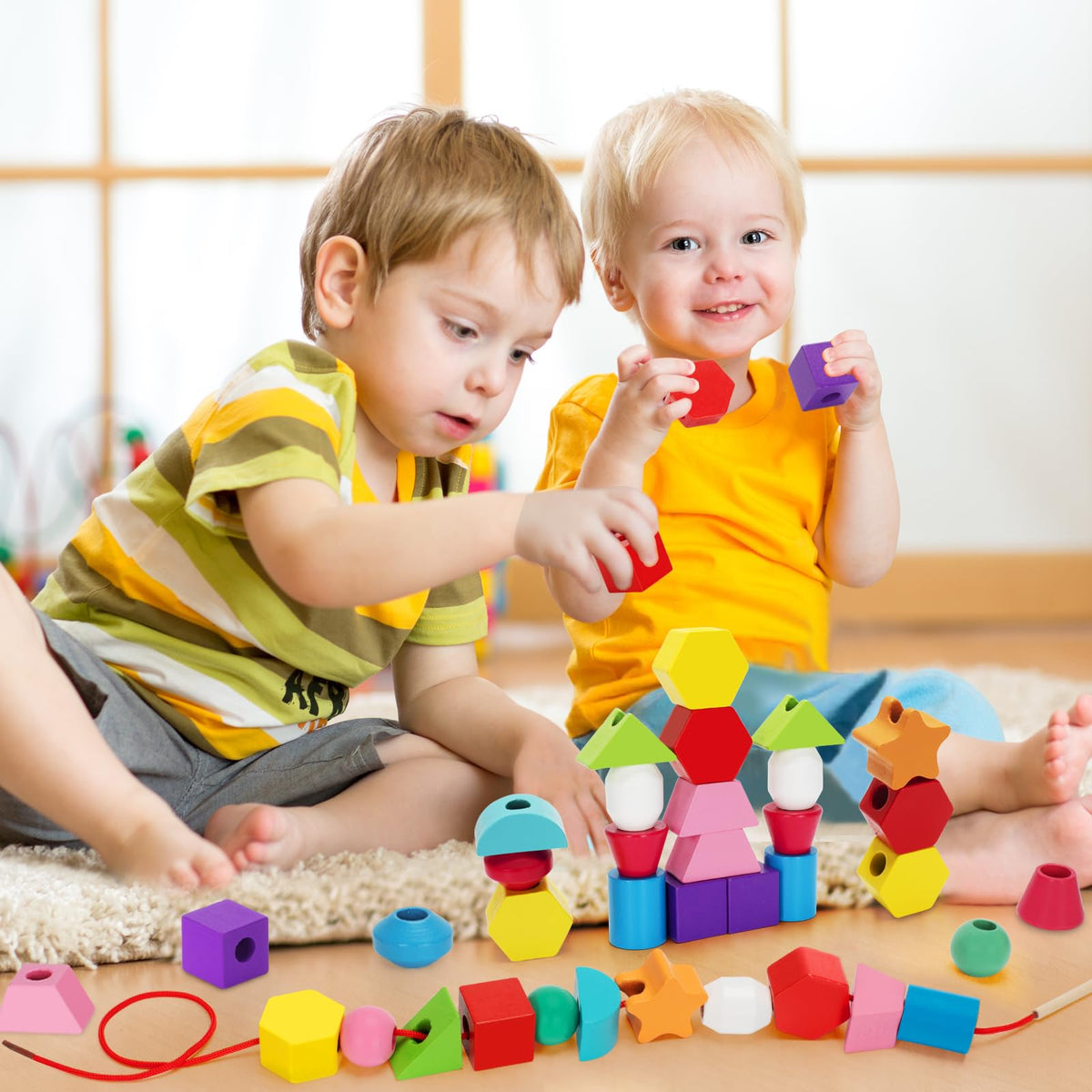 TooyBing Montessori Wooden Lacing Beads – Sequencing & Stacking Toy for 3-4 Year Olds