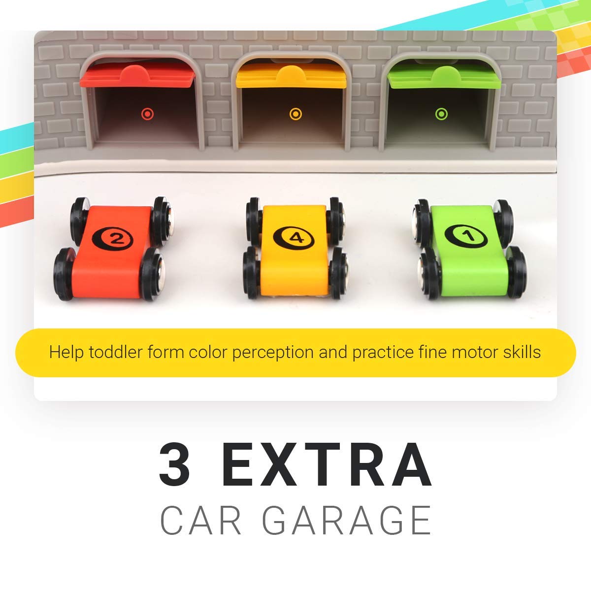 TOP BRIGHT Car Ramp Toys – Toddler Race Track with 4 Cars, Parking Lot & Gas Station (Ages 2-4)
