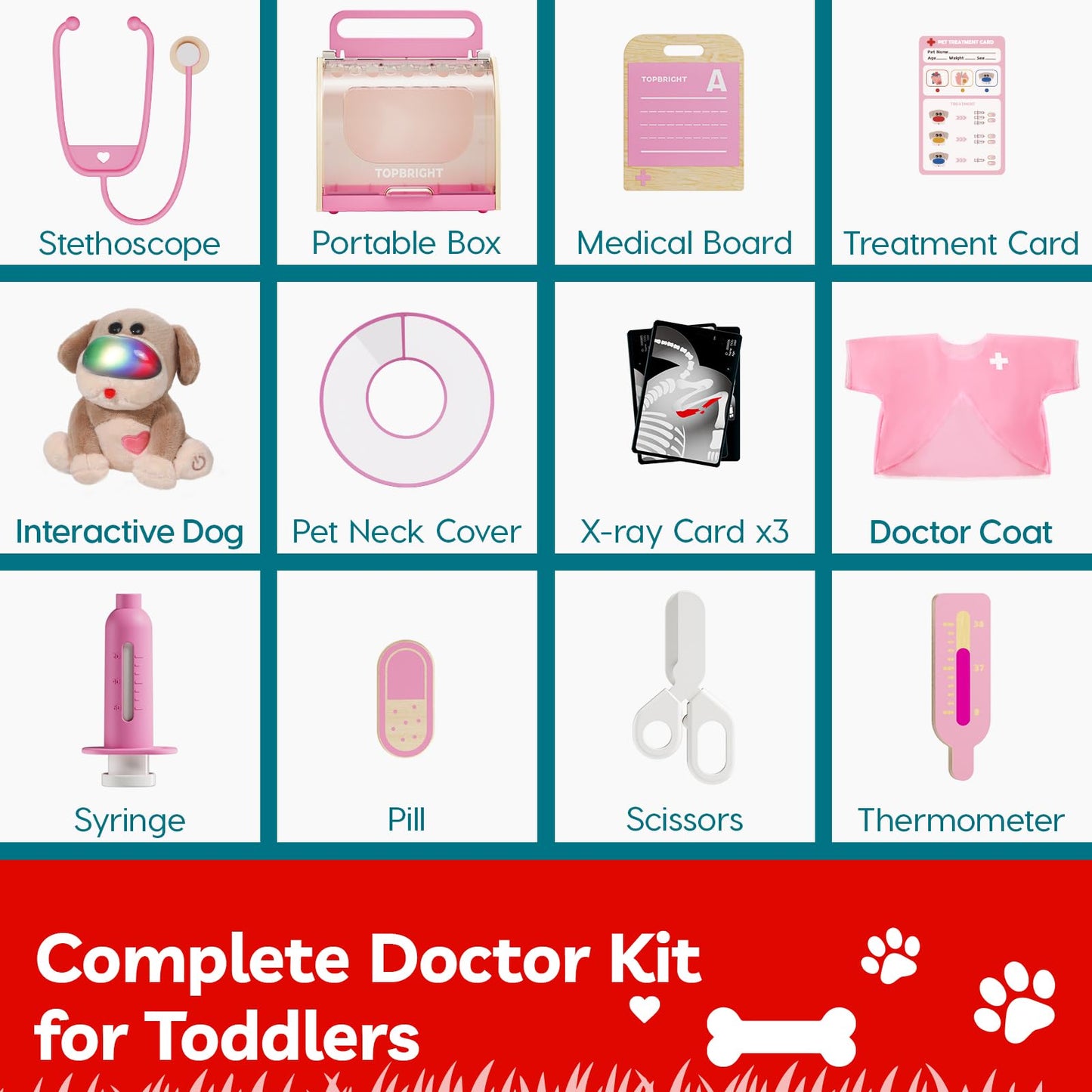Top Bright Doctor Kit for Toddlers 3-5 | Pretend Vet Set with Plush Puppy